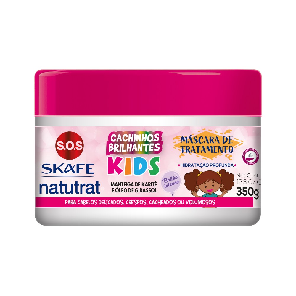 Máscara de Tratamento Skafe Natutrat S.O.S. Kids 350g – Hidratação e Maciez para Cabelos Infantis Cacheados
