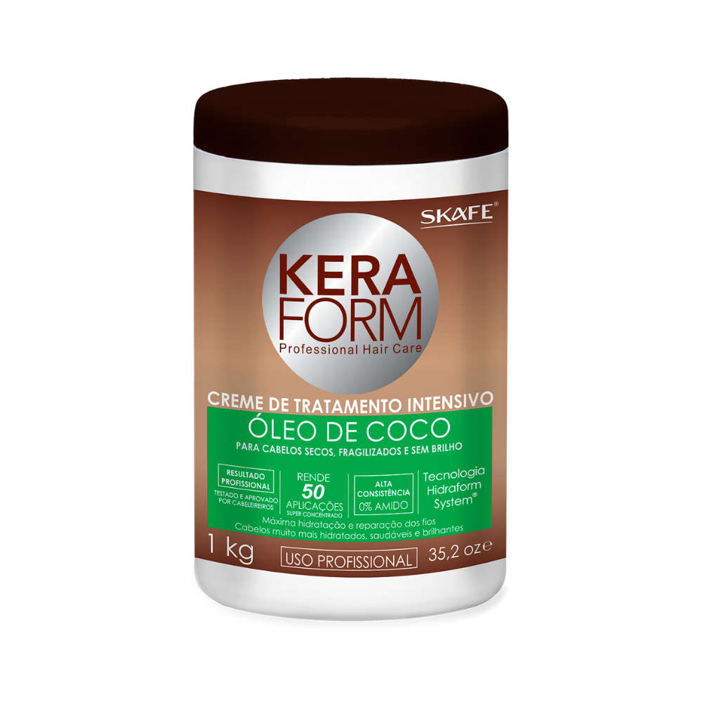 Creme de Tratamento Intensivo Skafe Keraform Óleo de Coco 1kg – Hidratação Profunda e Brilho Natural