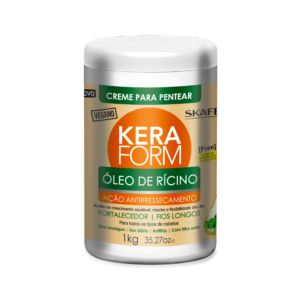 Creme para Pentear Skafe Keraform Óleo de Rícino 1kg – Fortalecimento e Crescimento Capilar