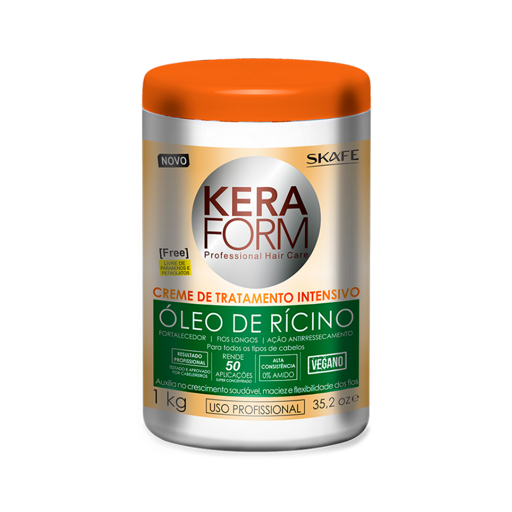 Creme de Tratamento Intensivo Skafe Keraform Óleo de Rícino 1kg – Fortalecimento Capilar e Crescimento Saudável