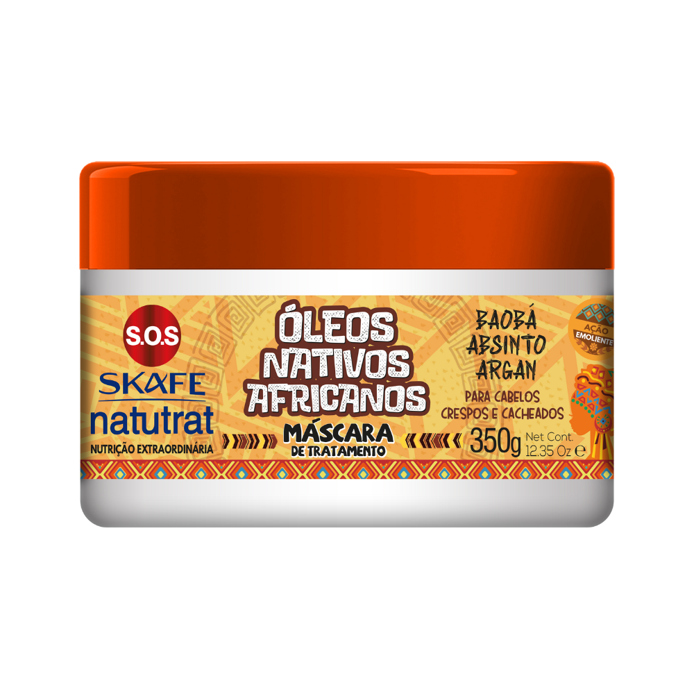 Máscara de Tratamento Skafe Natutrat S.O.S. Óleos Nativos Africanos 350g – Nutrição Intensa para Cabelos Crespos e Ressecados