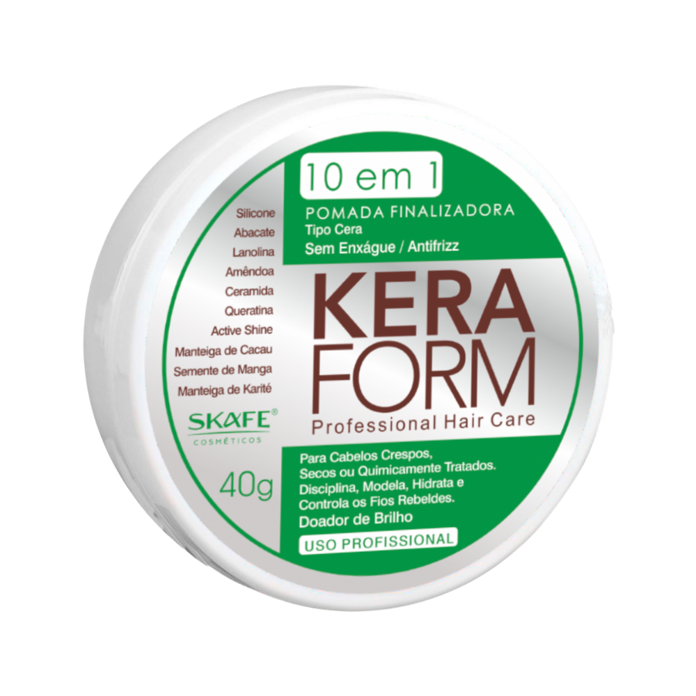 Pomada Finalizadora Skafe Keraform 10 em 1 Tipo Cera 40g – Efeito Matte, Fixação e Cuidado Capilar