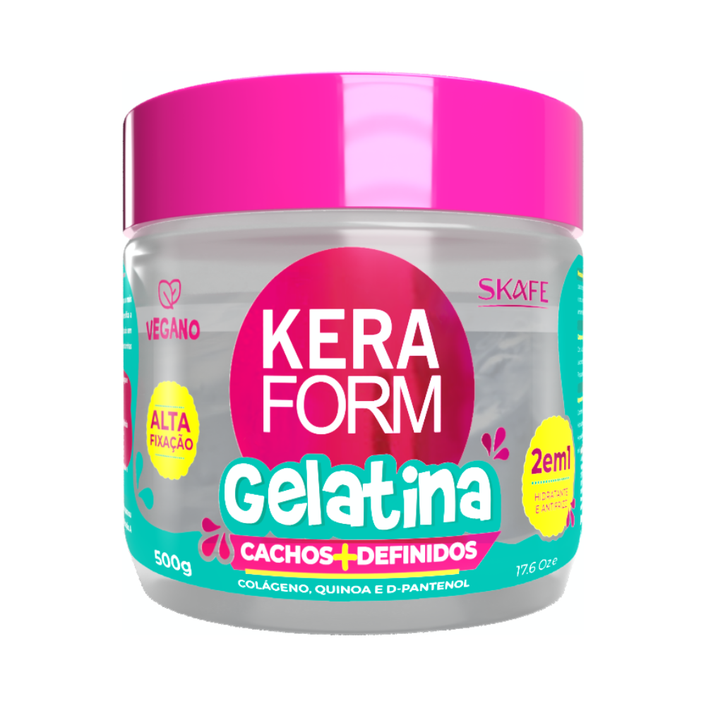 Gelatina Skafe Keraform Cachos Definidos 500g – Fixação Suave e Definição Prolongada para Cabelos Cacheados