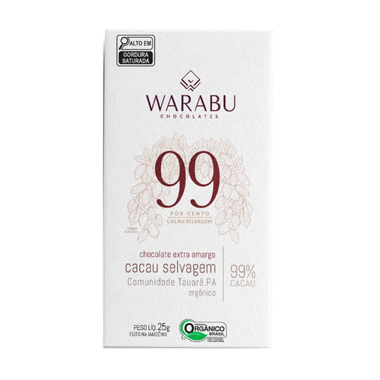 Chocolate 99% Extra Amargo Cacau Selvagem Comunidade Tauaré – PA 25g