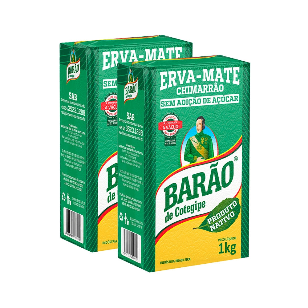 Erva Mate Nativa Barão para tomar Chimarrão - Pack 2x 1Kg