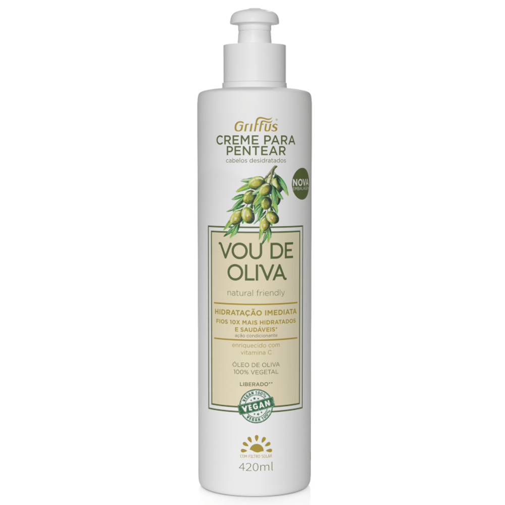 CREME PARA PENTEAR HIDRATAÇÃO IMEDIATA (1A-4C)VOU DE OLIVA 420ML - griffuscosmeticos