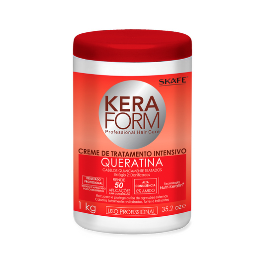 Creme de Tratamento Intensivo Skafe Keraform Queratina 1kg – Reconstrução Profunda para Cabelos Danificados