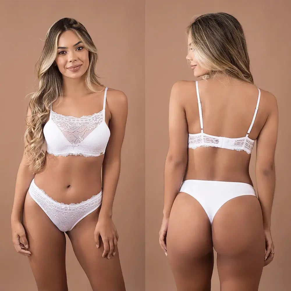 Conjunto calcinha/Cuecas e soutien/Sutiã com bojo/push-up inteiro sem bolha  Maitê Lingerie Jopy