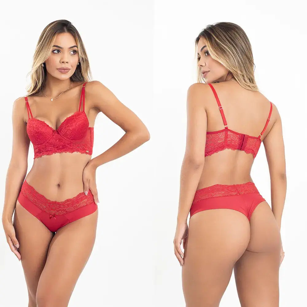 Conjunto calcinha/Cuecas e soutien/Sutiã com bojo/push-up Agatha Lingirie Jopy