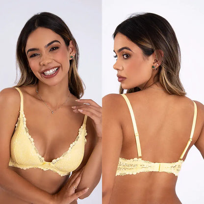 Soutien/Sutiã com bojo/push-up triângulo em Renda  Betina Lingerie Jopy