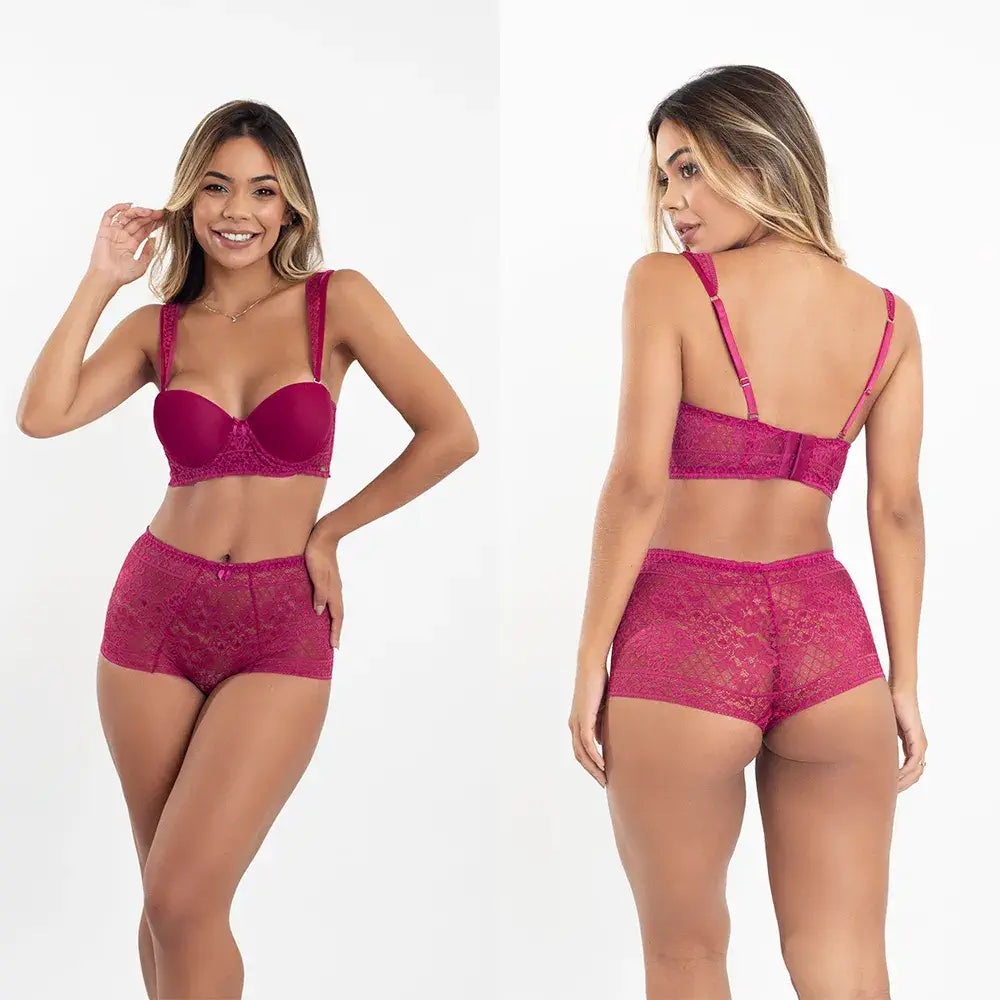 Conjunto calcinha/Cuecas e soutien/Sutiã tomara que caia com bojo/push-up Mavi Lingerie Jopy