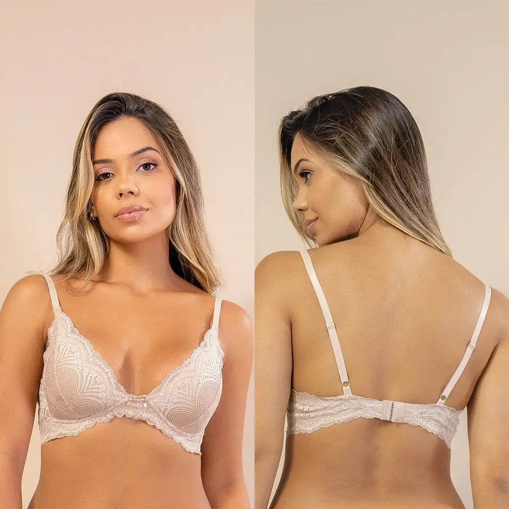 Soutien/Sutiã com bojo/push-up triângulo em Renda  Betina Lingerie Jopy