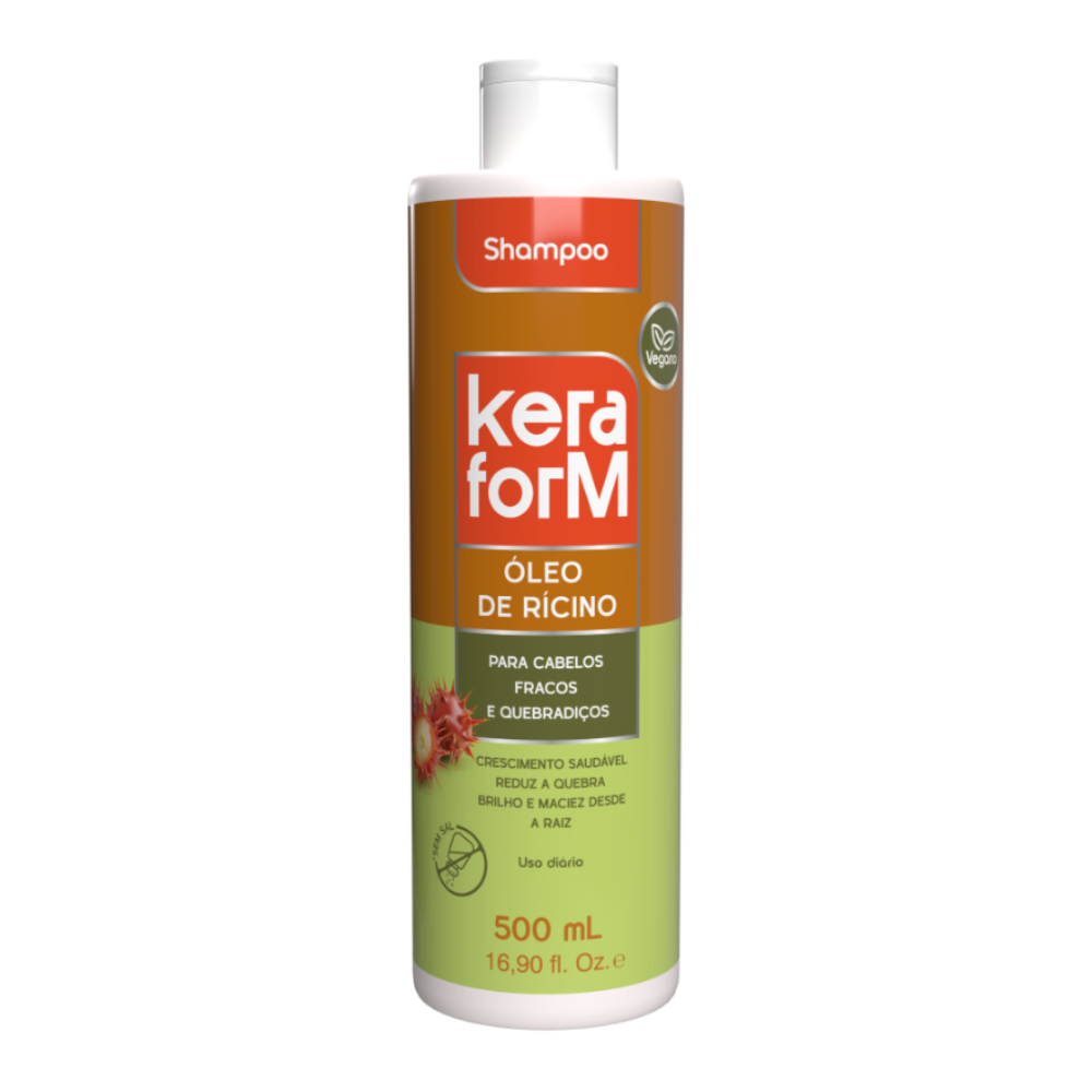 Shampoo Skafe Keraform Óleo de Rícino 500ml – Força, Crescimento Saudável e Limpeza Profunda