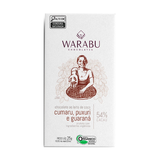 Chocolate Orgânico 54% Cacau Ao Leite De Coco Cumaru + Puxuri + Guaraná 25g