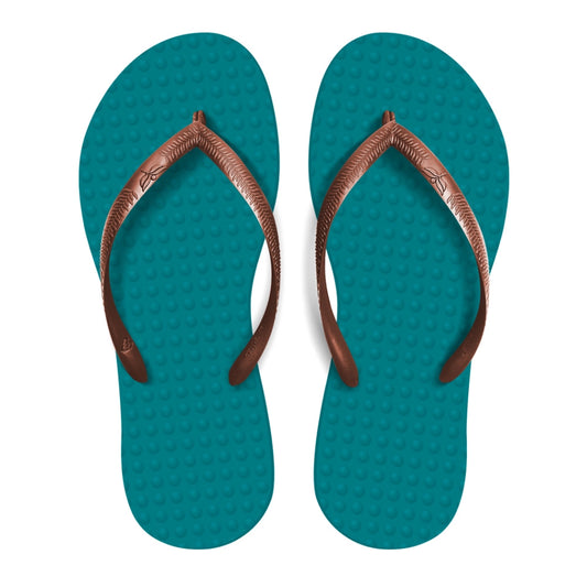 [Green Flip Flops] Women's Beach Flip Flops Turquoise Maldives/Copper