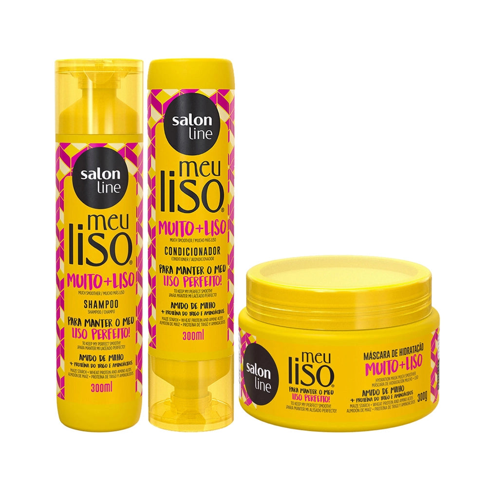 Pack Salon Line Muito + Liso Amido de Milho (Máscara + Shampoo + Condicionador)